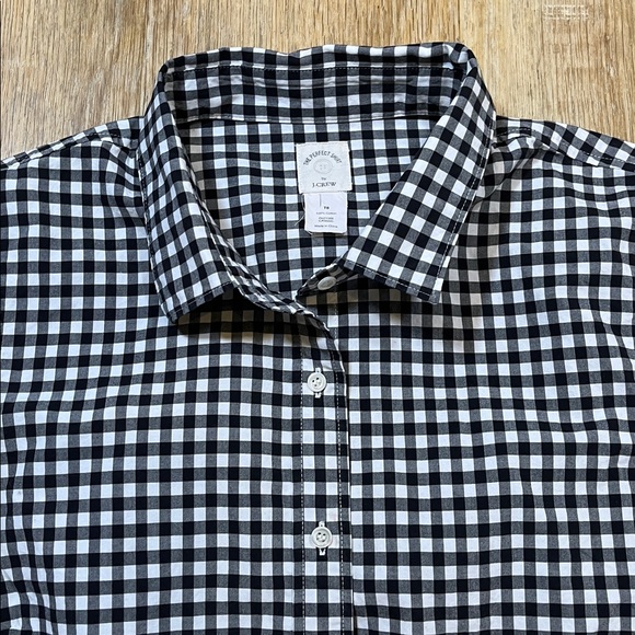 J. Crew Black White Gingham The Perfect Shirt Women's 8 Tall EUC Cotton Checked - Picture 3 of 10